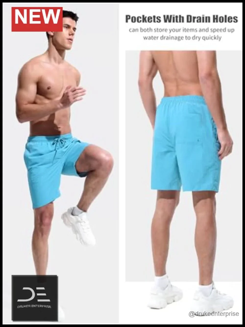 Men's Swim Trunks Board Shorts Quick Dry with Mesh Lining Pockets 7
